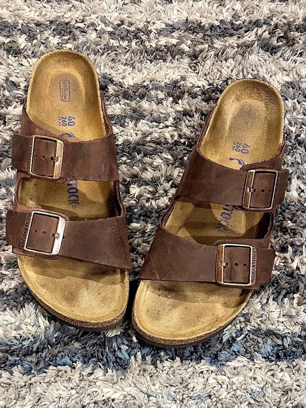 Birkenstock Arizona Oiled Leather Habana Two-Strap Sandals Brown EU 40
